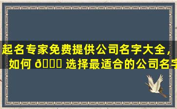 起名专家免费提供公司名字大全，如何 🐞 选择最适合的公司名字